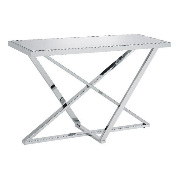 Furniture of America Ludington Contemporary Metal Sofa Table in Chrome
