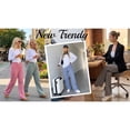 thumbnail image 5 of UVN Pants for Women Gingham Wide Leg Casual Lounge Bottoms Ladies Plaid Trousers with Pocket, 5 of 9