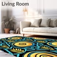 thumbnail image 2 of ODIKA 4'x6' Machine Washable Non-Slip Area Rug, Sunset Shore Mosaic Featuring Nautilus Shells and Wave Crest Motifs High Traffic Rug, Gold, 714067, 2 of 7