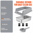 thumbnail image 5 of PHANCIR XL Cat Litter Box, Stainless Steel High-Sided, Non-Stick&Leak-Proof, Large Capacity, Easy-Clean with Litter Scoop & 6 Anti-Slip Pads(Gray), 5 of 8