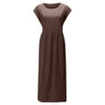 thumbnail image 4 of Pntutb Womens Dresses,Women's Solid Color Round Neck Sleeveless Vintage Cotton Linen Long Dress, 4 of 6