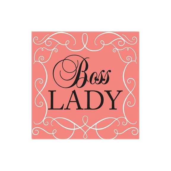Boss Lady Salmon Scrolling 12 x 12 Wood Wall Sign Plaque