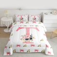 thumbnail image 2 of Homewish Cartoon Bowtie Ribbon Queen Comforter Set,Pink Letter T Bedding Sets,Cute Flower Bedding Comforter Set For Girl Teens,Ultra Soft Bedroom Decor Reversible,3pcs, 2 of 8