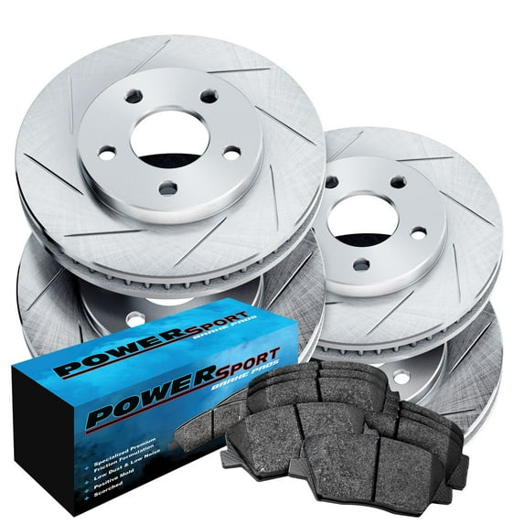 PowerSport Front Rear Brakes and Rotors Kit |Front Rear Brake Pads| Brake Rotors and Pads| Ceramic Brake Pads and Rotors |fits 2004 Ford F-150 Heritage, 2004-2008 Ford F-150, 2006-2008 Lincoln Mark LT