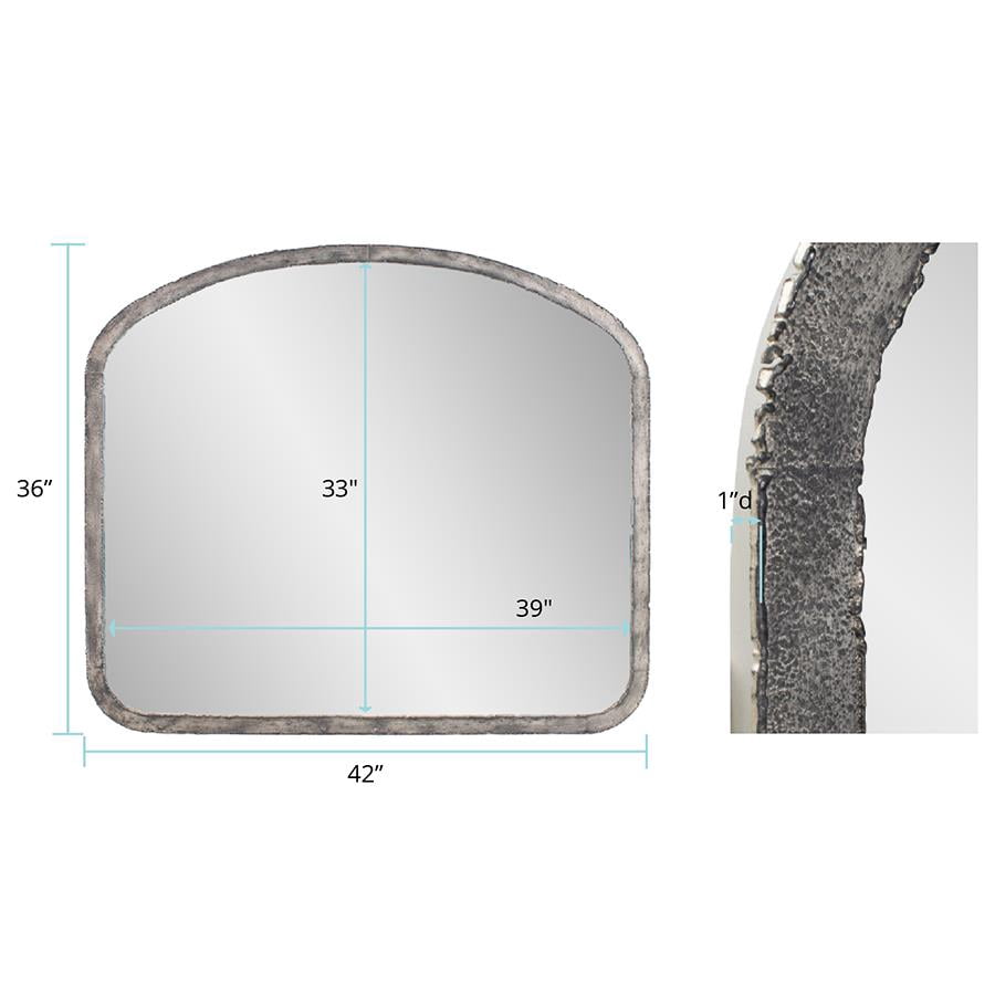 Tyler Dillon Arched Wall Mirror with Industrial Metal Frame 42"W x 36"H