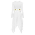 thumbnail image 2 of Yanarno Women's Asymmetrical Praise Dance Dress Long Sleeve Church Worship Performance Costume White XXL, 2 of 7