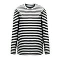 thumbnail image 5 of Womens Striped Long Sleeve Shirt Round Neck Soft Tops Nautical Loose Fit Tshirt Classic-Fit Casual Tees, 5 of 7