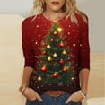 thumbnail image 2 of Christmas Tops for Women Tops Plus Size Cotton Fall 3/4 Sleeve Shirts Cotton Work Blouses Long Sleeve Boho, 2 of 5