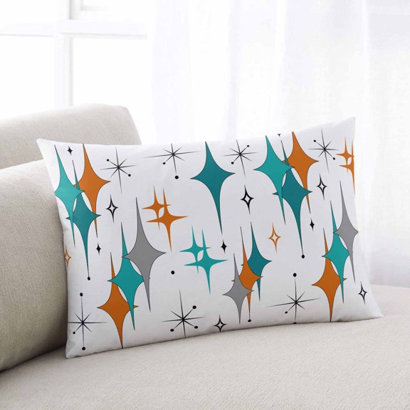 Boho Middle Century Pillow Covers 20x26 Inch Standard Size, Retro Orange Teal Grey Star Rhombus Decorative Pillowcase with Zipper, Microfiber Breathable Pillowcases for Sofa Bed Living Room