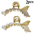 thumbnail image 2 of Pinces à Cheveux Strass 2 Pcs Fausses Perles Attrape-Cheveux Barrettes Pinces à Mâchoires, 2 of 10