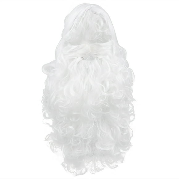 CIMAXIC christmas 1 Set Costume Party Cosplay Dress Up Props False Santa Beard Wig Set (White),23.62"X7.09"X0.04"