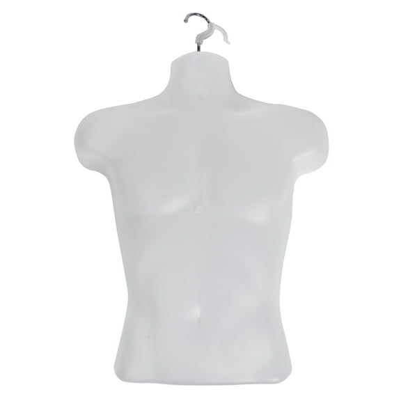 SSWBasics Male Molded Shatterproof Frosted Hanging Shirt Form With Hook - Fits Men's Sizes