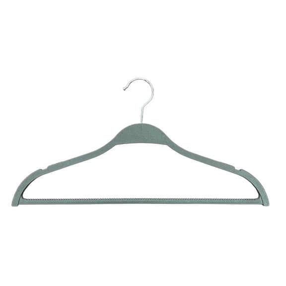 Simpli Furnished Non-Slip Hangers for Clothes, Recycled Plastic Hangers with 360° Rotating Hooks, 18" x 9", 120-Pack, Gray
