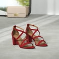 thumbnail image 2 of Sandalia DREAM PAIRS MADISON Roja de Gamuza con Tacón Bajo y Grueso 7.5, 2 of 9