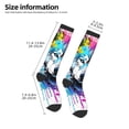 thumbnail image 4 of Vsdgher Cool Colorful Wolf Print Thigh High Socks Extra Long Stretchy Sock Women Over Knee High Opaque Stocking Daily Wear, 4 of 5