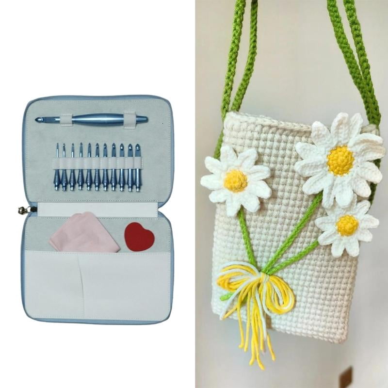 ANXPTIME Aluminum Crochet Hook with 12 Interchangeable Tip Yarn Craft Tool for Knitting