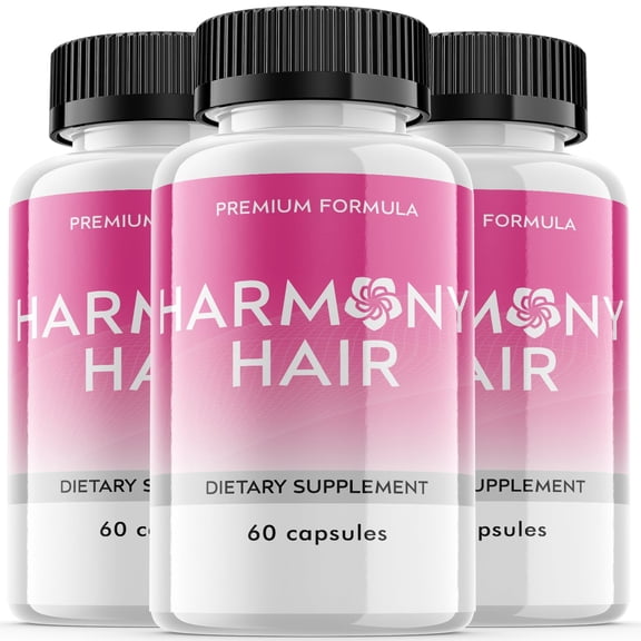 (3 Pack) Harmony Hair - Dietary Supplement for Hair Support - Revive and Nourish Hair Growth Advanced Formula - Boost Shine & Thickness - 180 Capsules