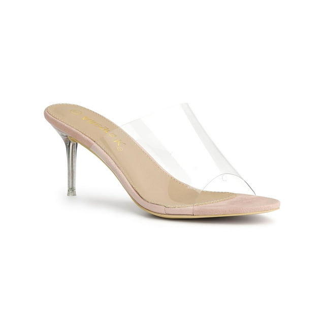 BLISSFUL STEP Sandales à Talons Aiguilles à Bride Transparente pour Femmes Rose 10