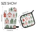 thumbnail image 2 of Yayeee Oven Mitts and Pot Holder Set of 2 Heat Resistant Kitchen Gloves Baking Hot Pad, White Christmas House, 2 of 5
