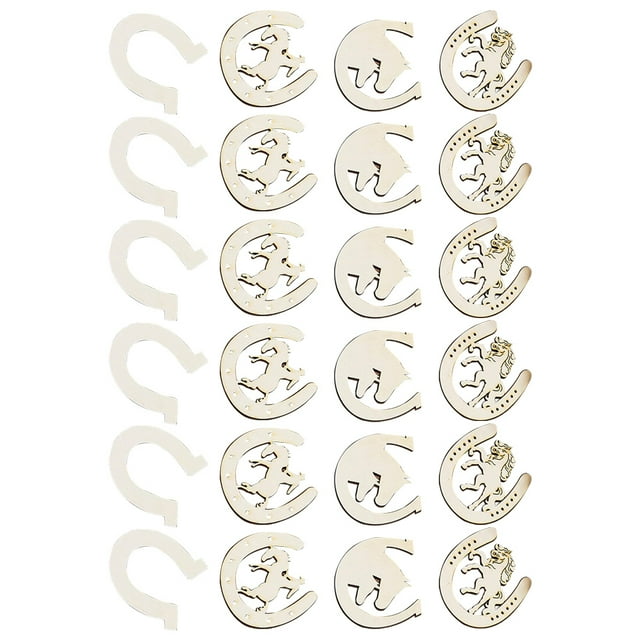 Minkissy 48pcs Horseshoe Wood Decor for Home Decoration and Party in Simple Design Style