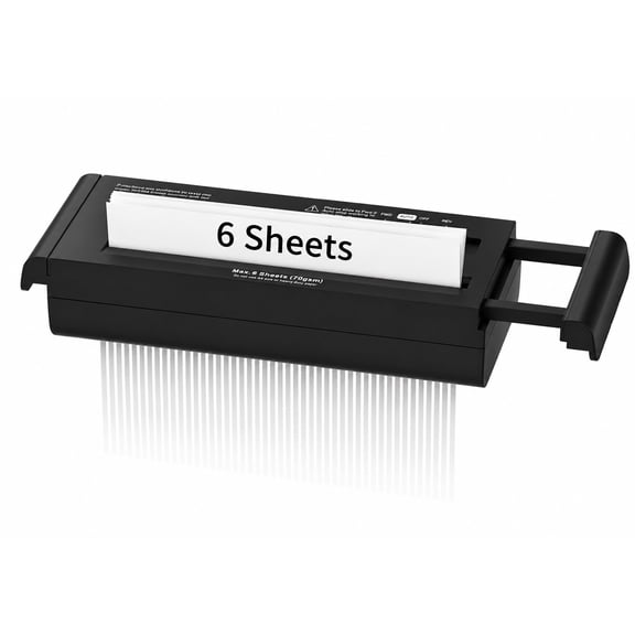 Paper Shredder for Home Use, 6 Sheet Strip Cut Small Paper Shredder Without Basket for Home Office, Portable Shredder Extendable Arm Design with Overheat Protection,Jam Proof