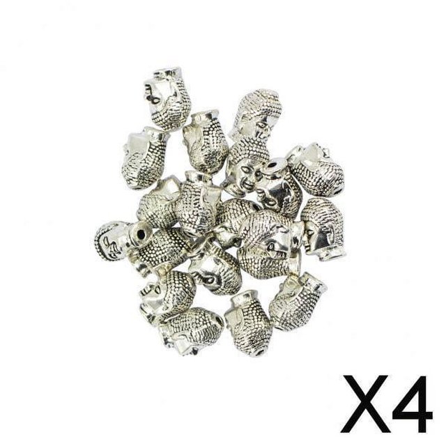 4x 20pcs 3D Buddha Charms Colgantes Espaciadoras Sueltas Suministros para Manualidades Tono Plateado Soledad