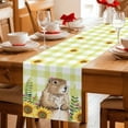 thumbnail image 5 of Groundhog Day Table Runner - 48 Inch Long Yellow Plaid Sunflower Spring Floral Cotton and Linen Blended Dress Scarves Farmhouse Table Runner for Kitchen Dining, Coffee Table, 13" x 48", 5 of 8