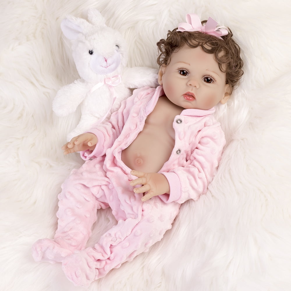 Reborn Baby Dolls Full Body Vinyl 18 inch Lifelike Waterproof Girl Doll Handmade Gift with Accessoreis