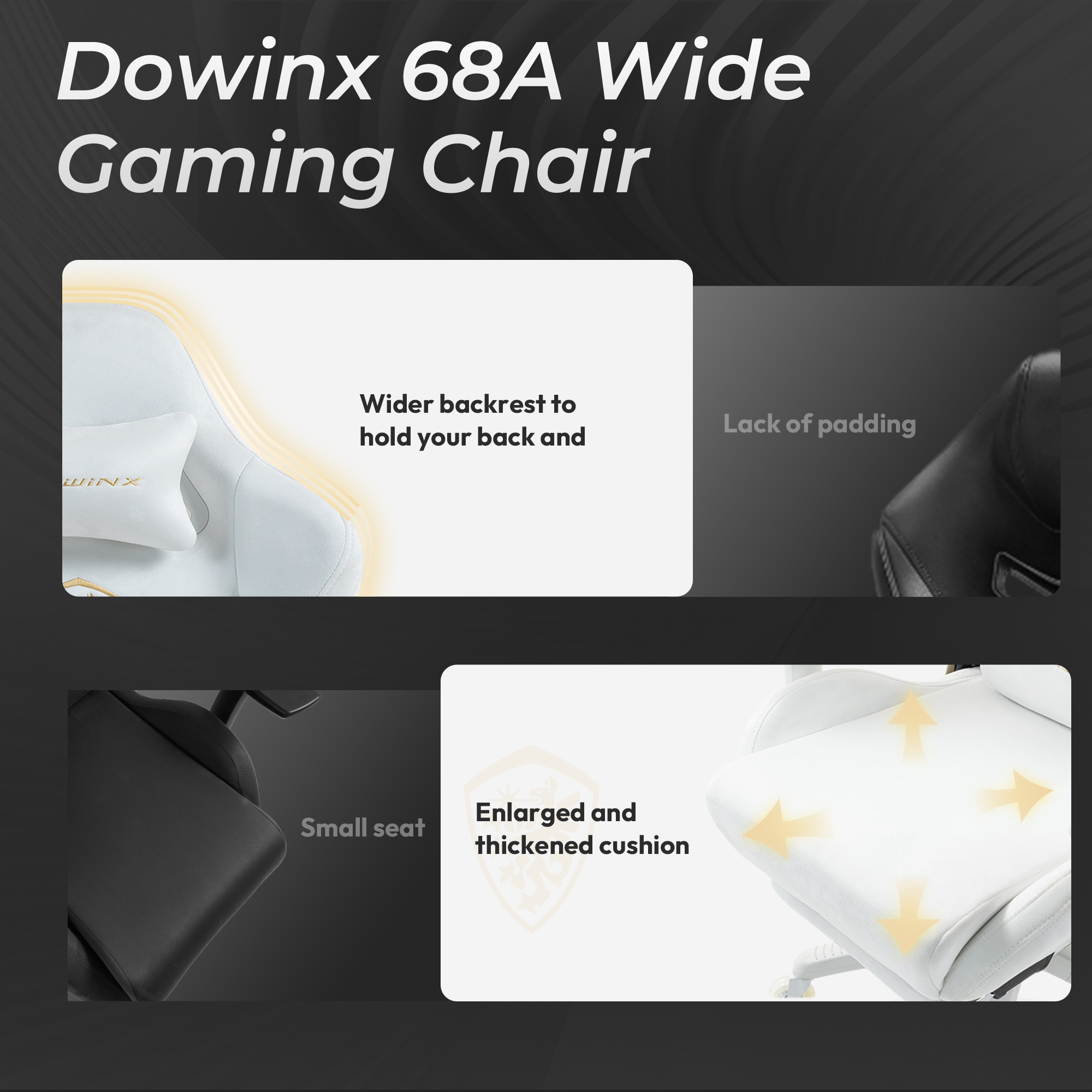 GOOSEA Breathable Suede Fabric Gaming Chair, Big and Tall Ergonomic Game Chair with Adjustable Massage Lumbar Support,3D Armrests,Retractable Footrest and Smooth PU Wheels, White