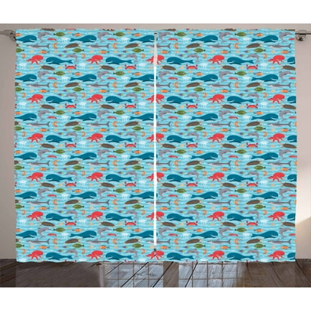 Nautical Curtains 2 Panels Set Nursery Theme Doodle Smiling Sea