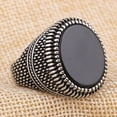 thumbnail image 4 of Mens Vintage Geometric Ring Alloy Electroplated With Black Artificial Gemstones European American Design Style Trend, 4 of 5