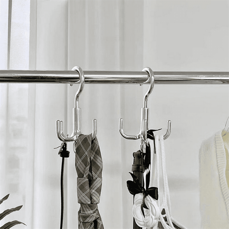 5PCS 360° Rotating Hanger Hooks Space Saving Wardrobe Organizer Clothes Rack Bag Shoes Scarf Hanger Silver ABS