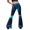 thumbnail image 2 of BOOMILK Flare Leg Pants for Women High Waisted Trendy Printed Bell Bottoms Slim Fit Casual Pants Blue, 2 of 6
