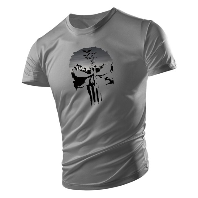 Camiseta holgada y transpirable para hombre, Top deportivo informal de gran tamaño para correr, Fitness, estampado de Calavera, ropa de calle de Hip-Hop, 4XL