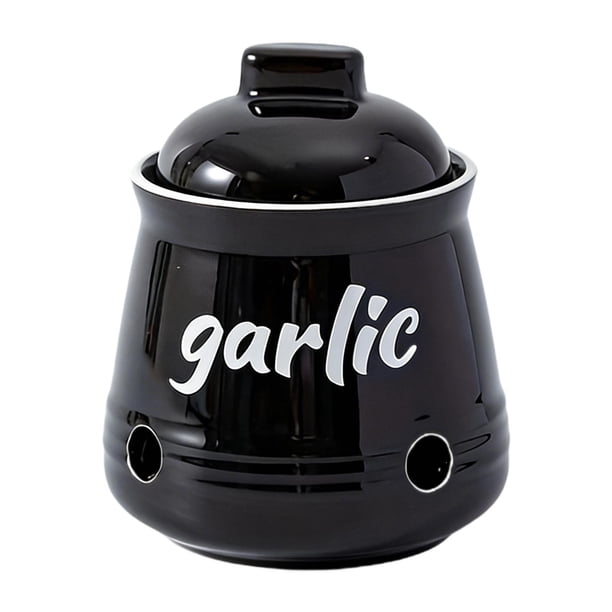 Recipiente para ajos, ingrediente decorativo de cocina, resistente, para encimera de cerámica. Negro