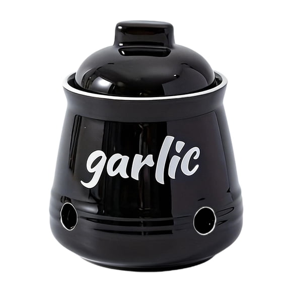 hengtong Garlic Keeper Garlic Holder Ventilated Kitchen Home Countertop Storage Container Black