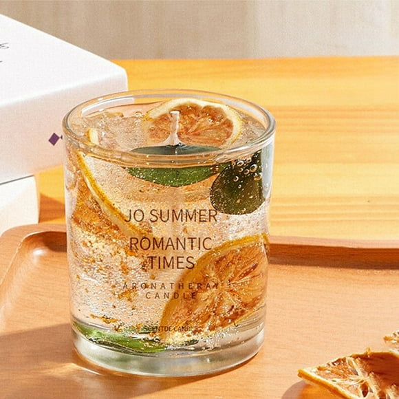 Vela de Aromaterapia Transparente | Cera de Gelatina Perfumada de Larga Duración con Flores Secas | Decoración Romántica para El Dormitorio | Vela Relajante y Calmante | Regalo para Spa En Casa, Desc