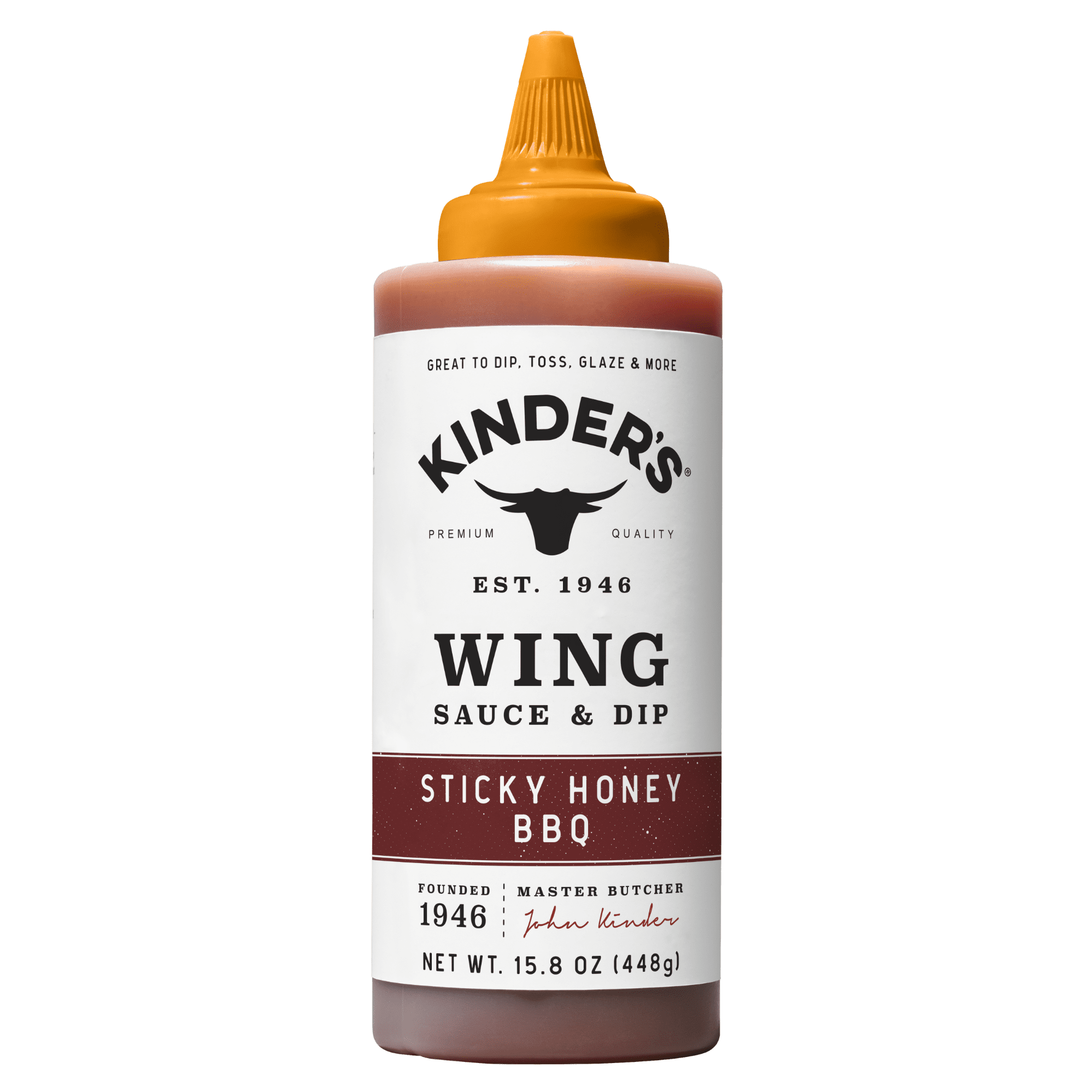 (2 pack) Kinder's Sticky Honey BBQ Wing Sauce and Dip, 15.8 oz Squeeze Bottle