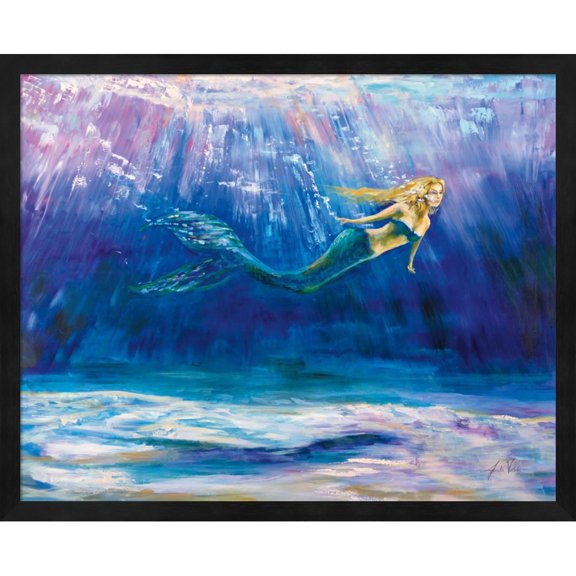 Great Art Now Out for a Swim by Jeanette Vertentes, Framed Wall Art, 21.25W x 17.25H