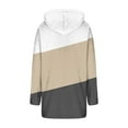 thumbnail image 3 of Women's Color Block Jacket Trendy Full Zip Loose Long Thermal Warm Fleece Hoodies Causal Long Sleeve Hooded Outfits (L, Khaki), 3 of 3