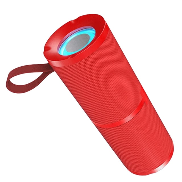 Altavoz Bluetooth Inalámbrico Portátil para Exteriores, Resistente Al Agua, con Subwoofer de Doble Bocina y de Sonido Envolvente, Luz RGB Roja.