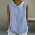 thumbnail image 2 of Ltctricy Tank Tops for Women Trendy Summer Cotton Linen Solid Color Collared Sleeveless Shirts Casual Loose Tunic Blouses, 2 of 5