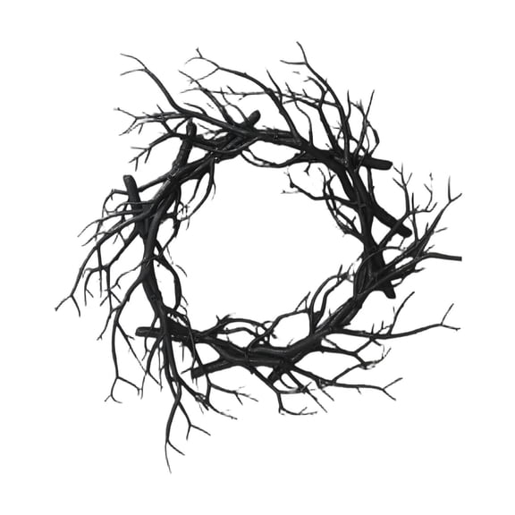 Halloween Black Twig Wreath, 16 Inch Spooky Dead Branch Wreath for Front Door Creepy Halloween Decor, Gothic Wall Hanging Halloween Wreath for Indoor Outdoor Holiday Decor, Single
