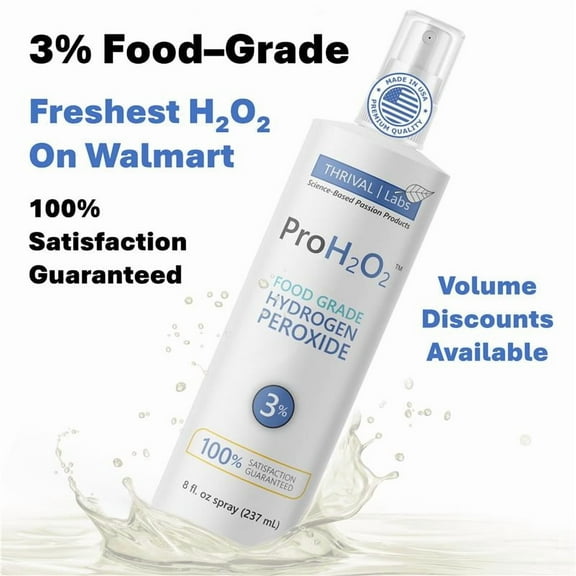 ProH2O2 Food Grade Hydrogen Peroxide 3%, Natural Cleaner by Thrival Labs, Spray Bottle, 8 Fluid Ounces