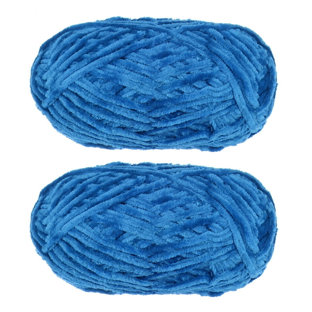 Unique Bargains 2 Pelotes Fil Velours Fil Chenille 87,49 Verges Polyester Fil Doux pour Couverture 2 Pcs Saphir