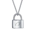 thumbnail image 1 of Personalized Script Initial Alphabet Letter O Plain Simple Couples Sentimental Functional Lock Pendant Charm Lovers Padlock Necklace for Women Teens .925 Sterling Silver Chain 16 Inch Custom Engraved, 1 of 4