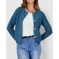 thumbnail image 3 of Suéter para Mujer PRETTYGARDEN Cardigan de Punto Azul con Botones Talle M, 3 of 6