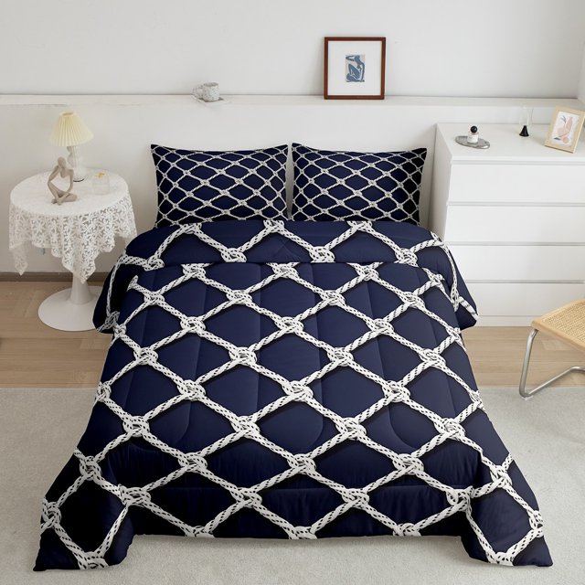 Erosebridal Stripe Bedding Sets Twin with Comforter, Geometry Abstract Duvet Insert, Ocean Decoration, Breathable 2 Pieces