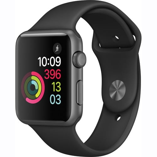Refurbished Apple Watch Gen 2 Series 1 42mm Space Gray Aluminum Black Sport Band MP032CL A Walmart