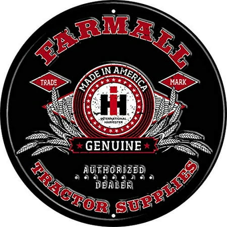 Farmall Tractor Signs - Farmall IH Tractor Supplies Round Tin Sign, Black